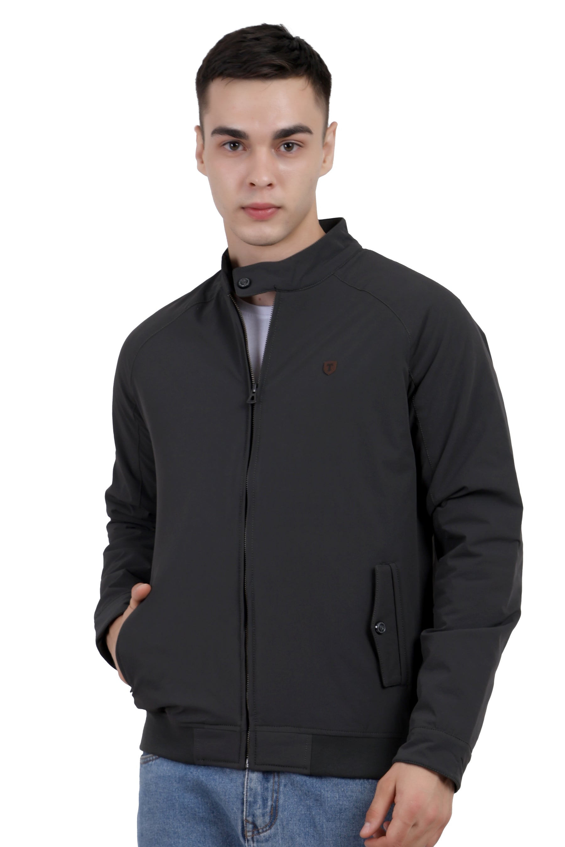 Men's Quilted Jacket in Cotton Look Stretchable Fabric