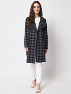 Women's Long Coat in Knitted Fabric Without Lining