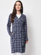Women's Long Coat in Knitted Fabric Without Lining
