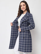 Women's Long Coat in Knitted Fabric Without Lining
