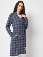 Women's Long Coat in Knitted Fabric Without Lining