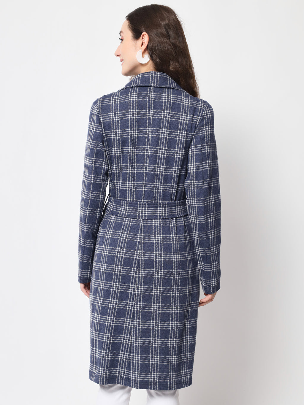 Women's Long Coat in Knitted Fabric Without Lining