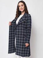 Women's Long Coat in Knitted Fabric Without Lining