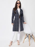 Women's Long Coat in Knitted Fabric Without Lining