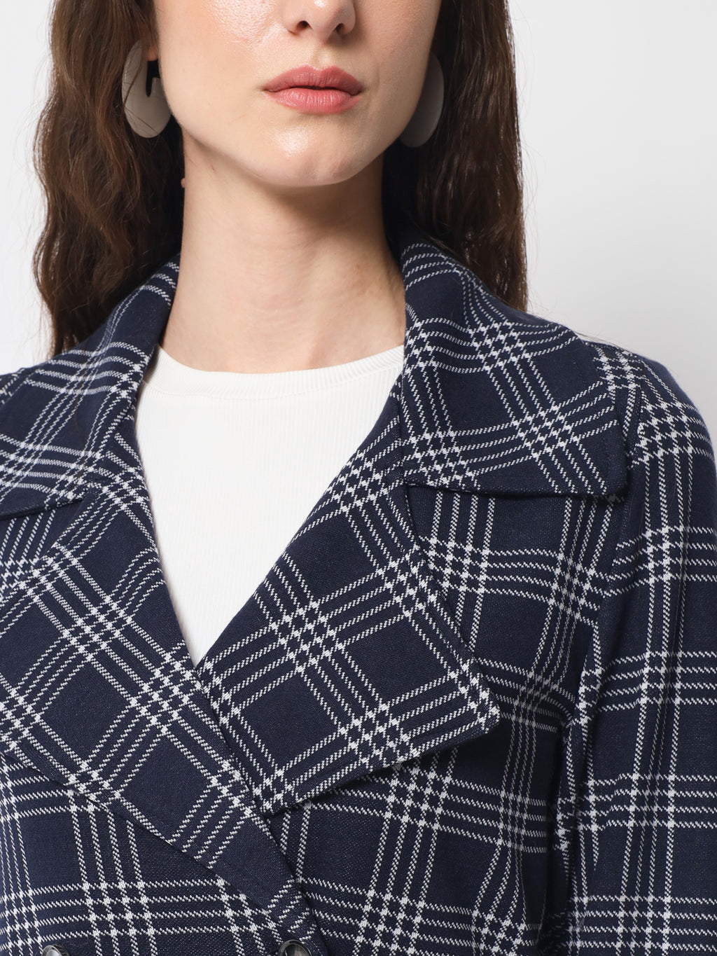 Women's Long Coat in Knitted Fabric Without Lining