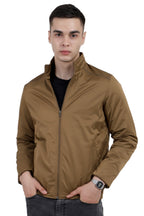 Men's Full Sleeve Biker Jacket in Satin Crush Fabric
