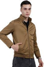 Men's Full Sleeve Biker Jacket in Satin Crush Fabric