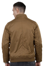 Men's Full Sleeve Biker Jacket in Satin Crush Fabric