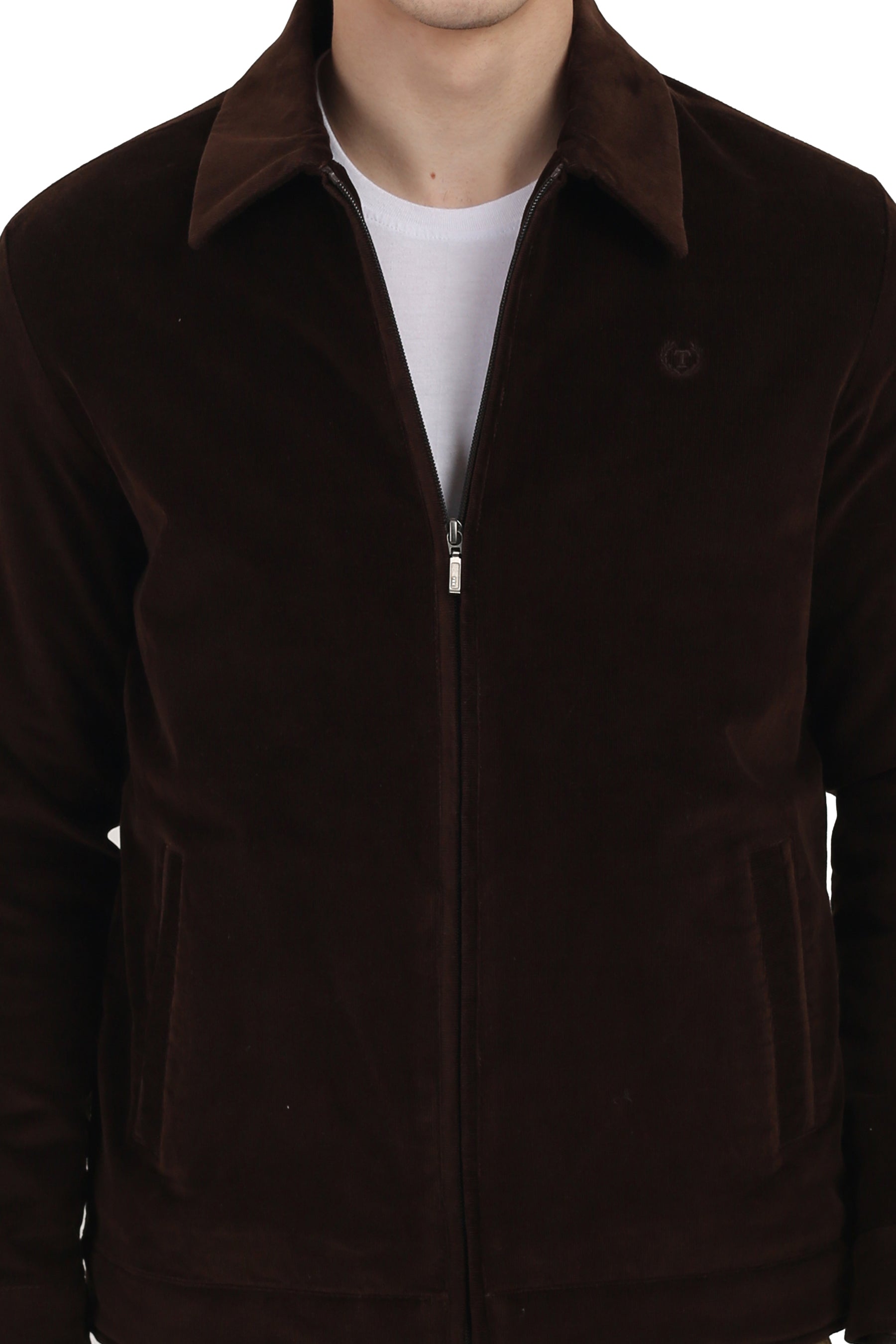 Men's Full Sleeve Quilted Jacket in Corduroy Fabric