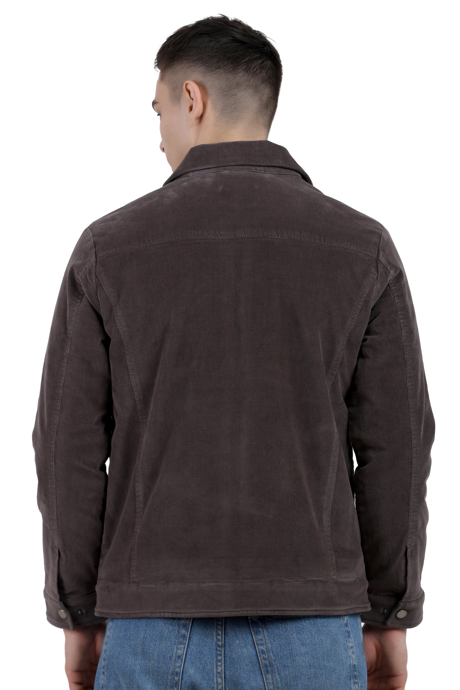 Men's Full Sleeve Quilted Jacket in Corduroy Fabric