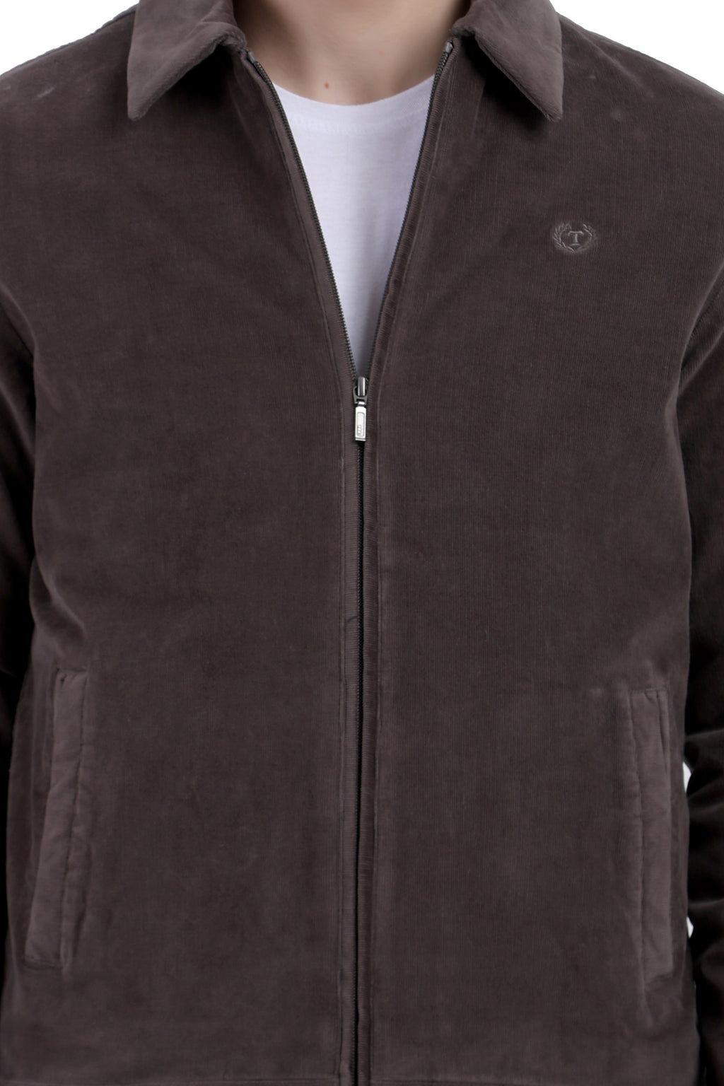 Men's Full Sleeve Quilted Jacket in Corduroy Fabric