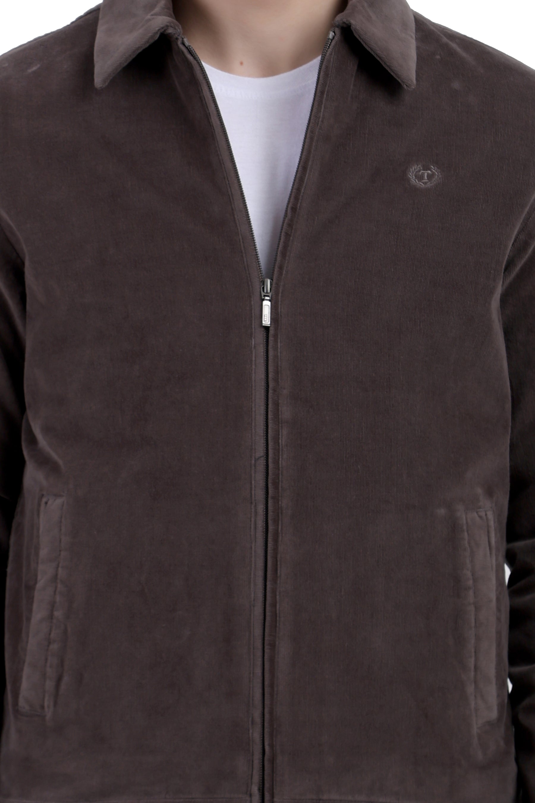 Men's Full Sleeve Quilted Jacket in Corduroy Fabric
