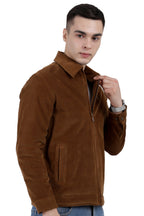 Men's Full Sleeve Quilted Jacket in Corduroy Fabric