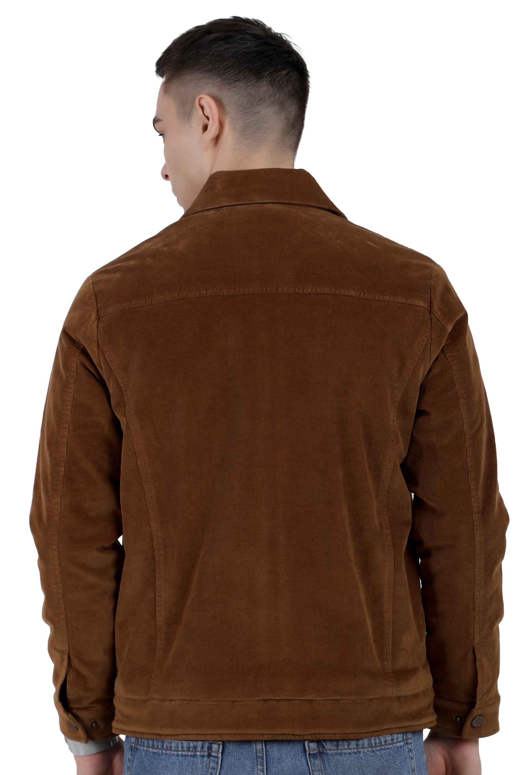 Men's Full Sleeve Quilted Jacket in Corduroy Fabric