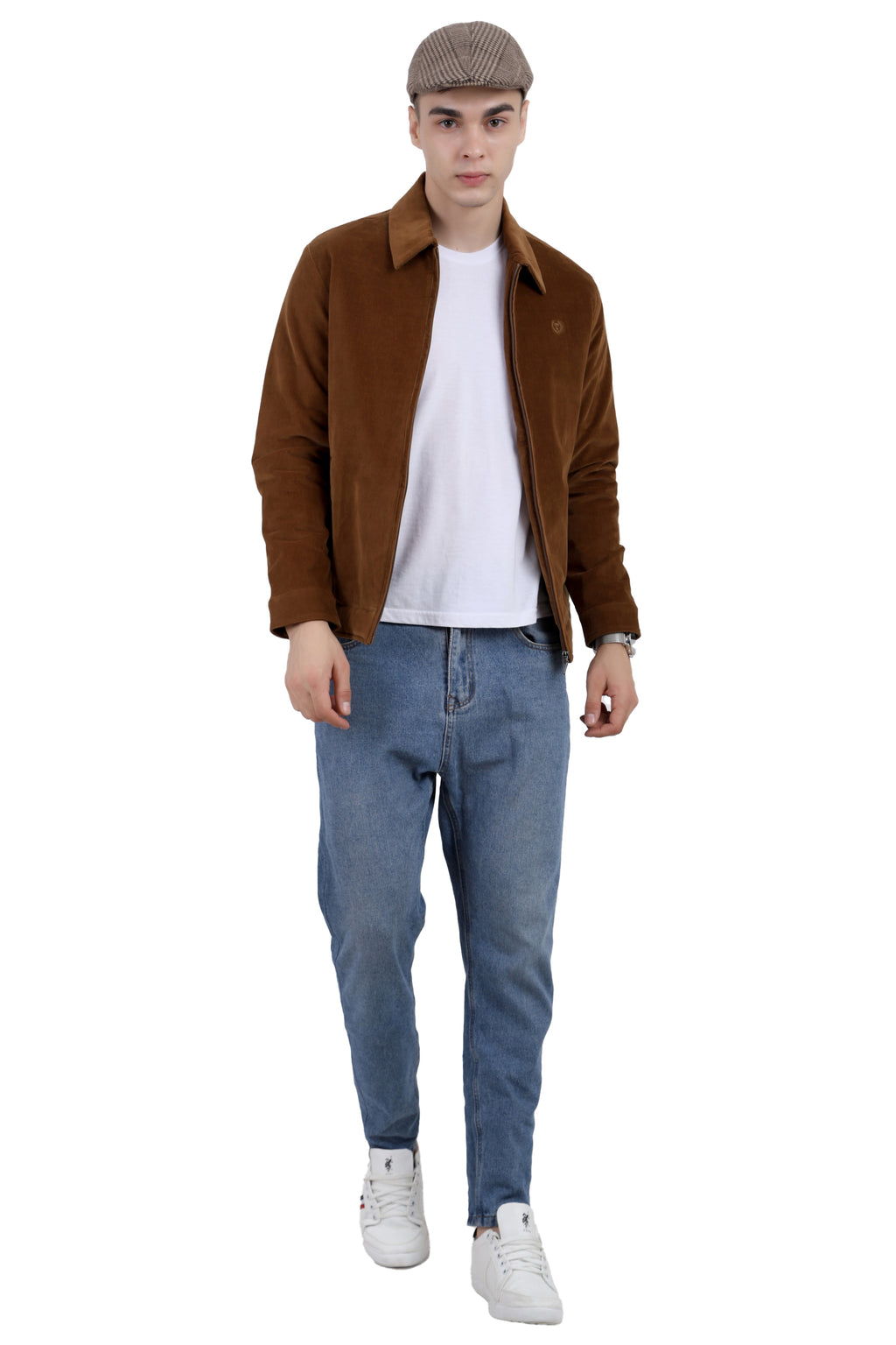 Men's Full Sleeve Quilted Jacket in Corduroy Fabric
