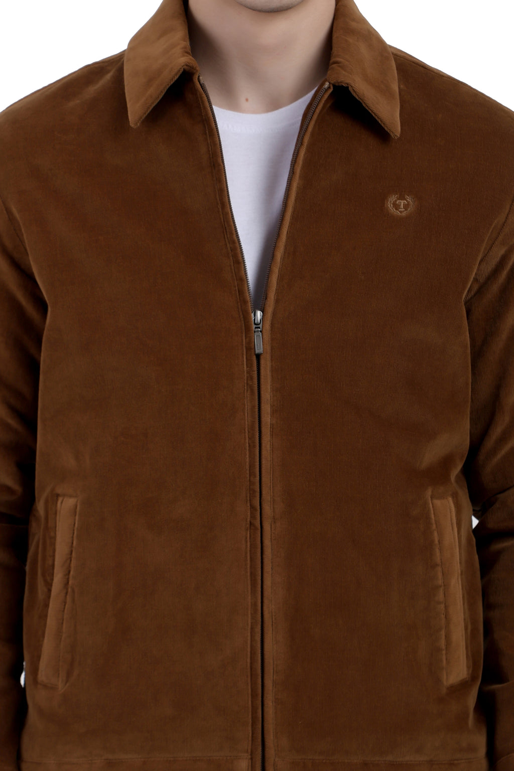 Men's Full Sleeve Quilted Jacket in Corduroy Fabric