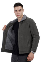Men's Quilted Jacket in Corduroy Fabric with Sherpa Lining