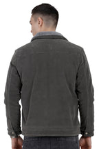 Men's Quilted Jacket in Corduroy Fabric with Sherpa Lining