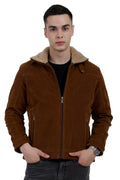 Men's Quilted Jacket in Corduroy Fabric with Sherpa Lining