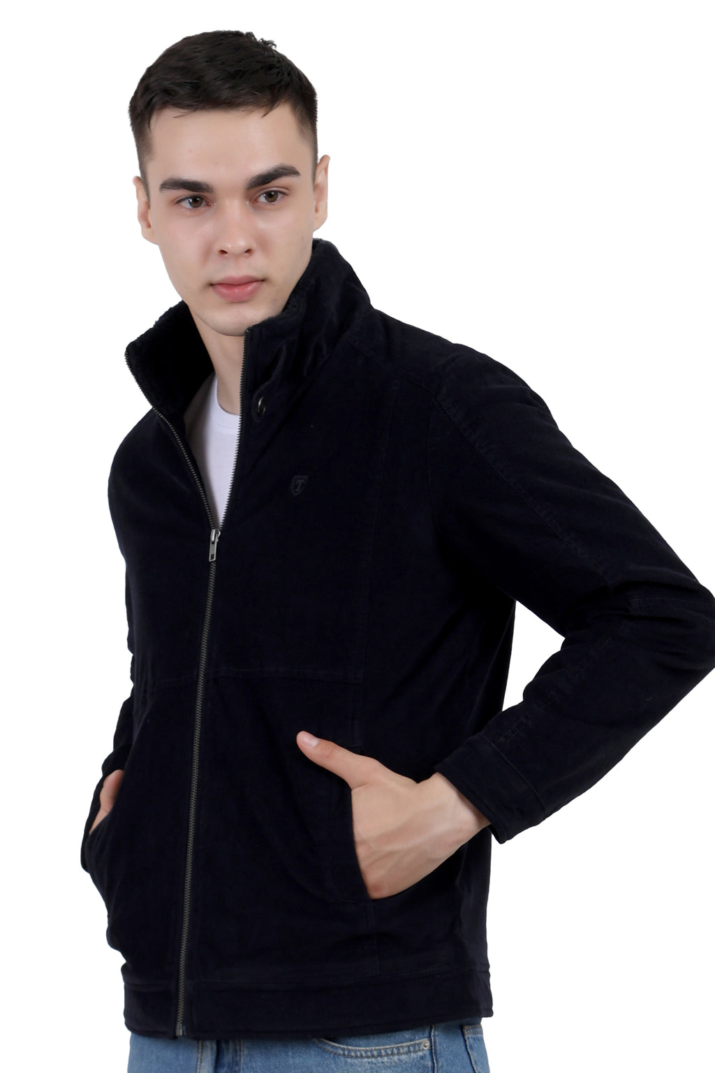 Quilted Jacket in Corduroy Fabric with Sherpa Lining