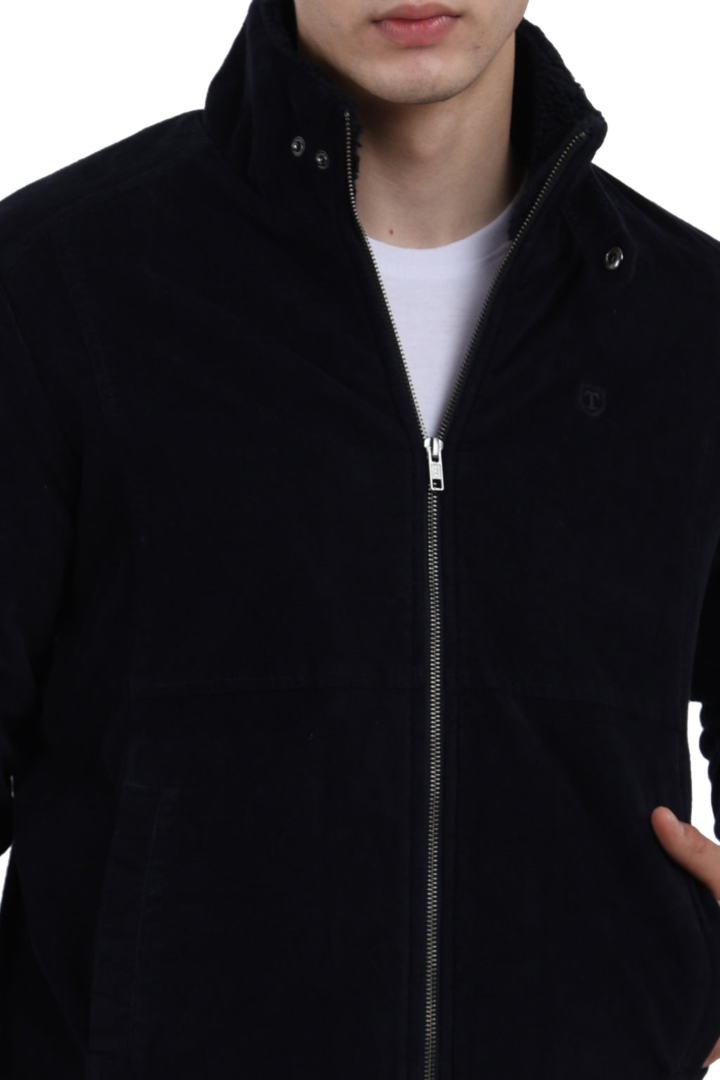 Quilted Jacket in Corduroy Fabric with Sherpa Lining