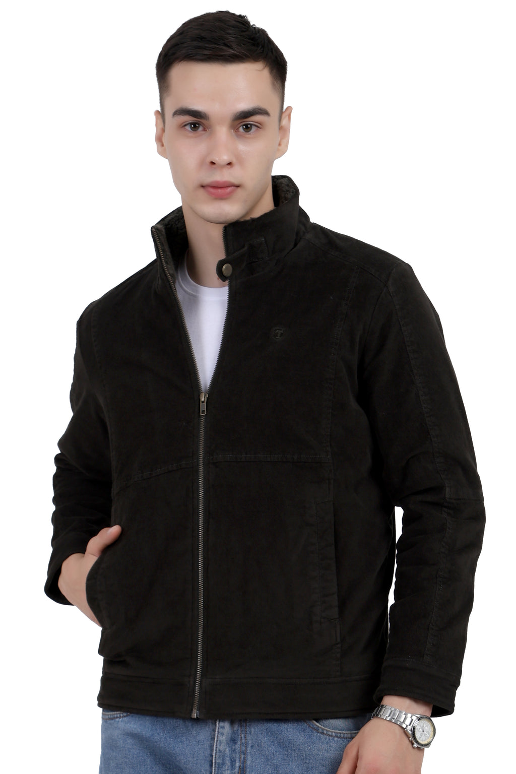 Quilted Jacket in Corduroy Fabric with Sherpa Lining