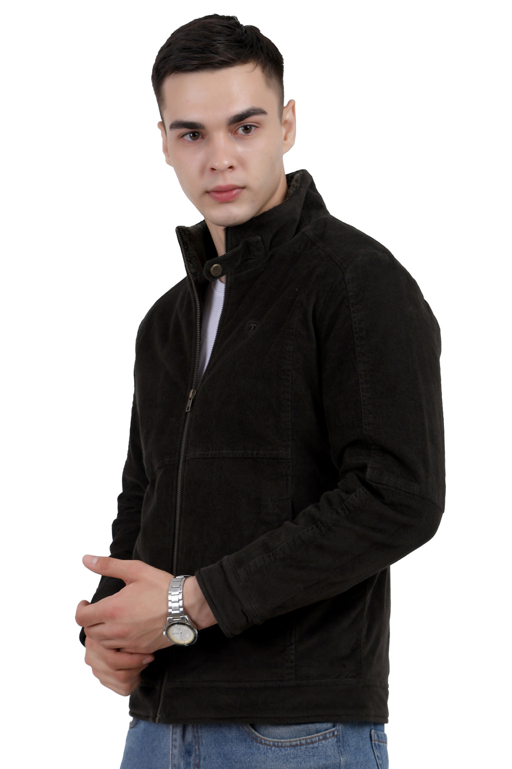 Quilted Jacket in Corduroy Fabric with Sherpa Lining