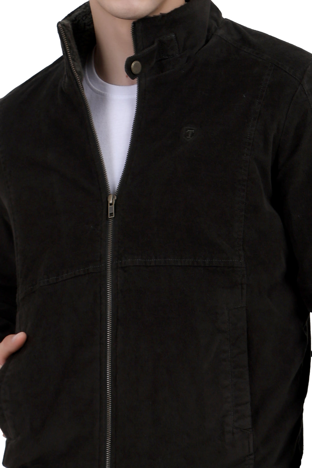 Quilted Jacket in Corduroy Fabric with Sherpa Lining