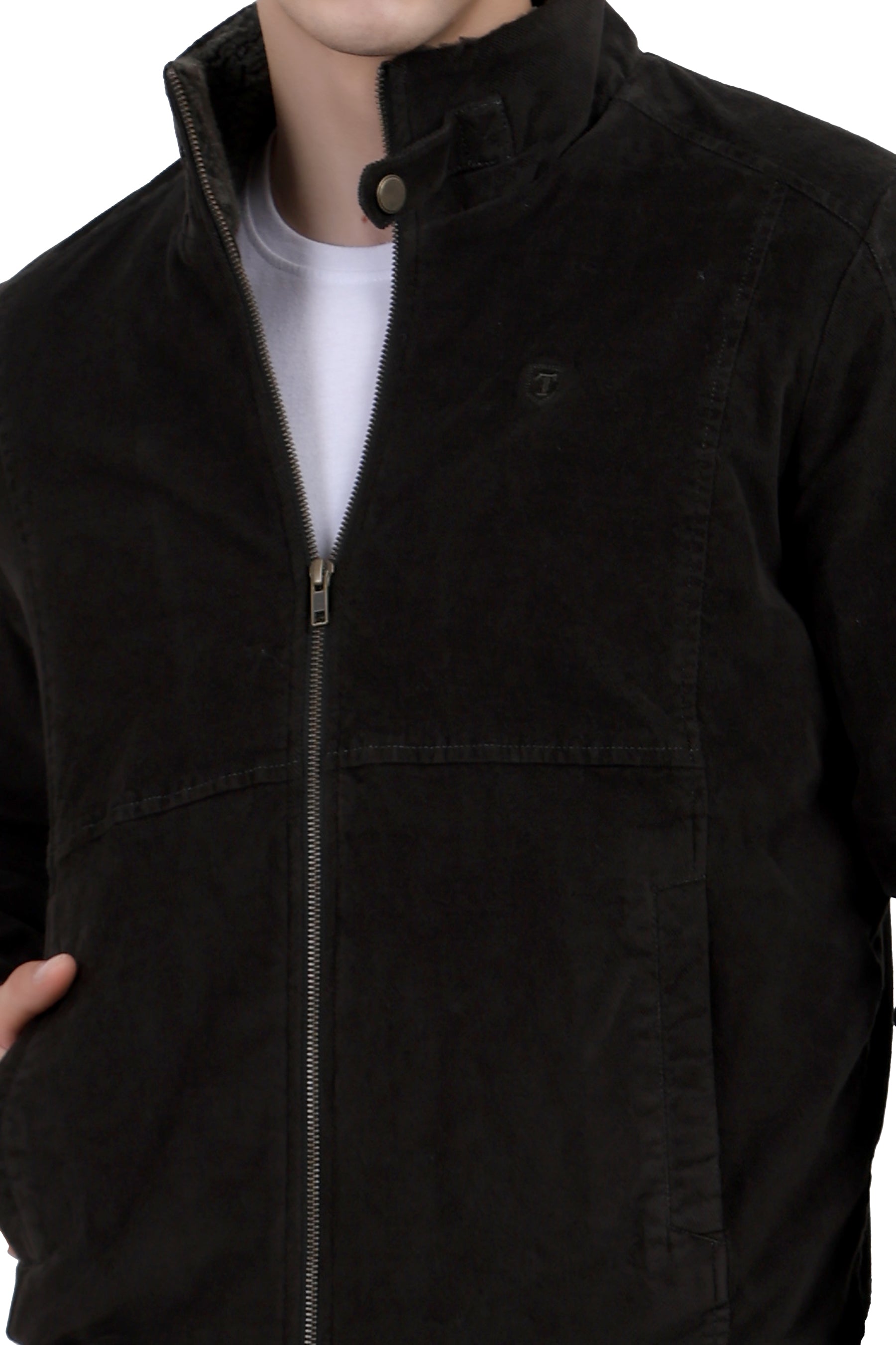 Quilted Jacket in Corduroy Fabric with Sherpa Lining