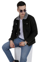 Men's Quilted Jacket in Washed Dobby Cotton Corduroy Fabric