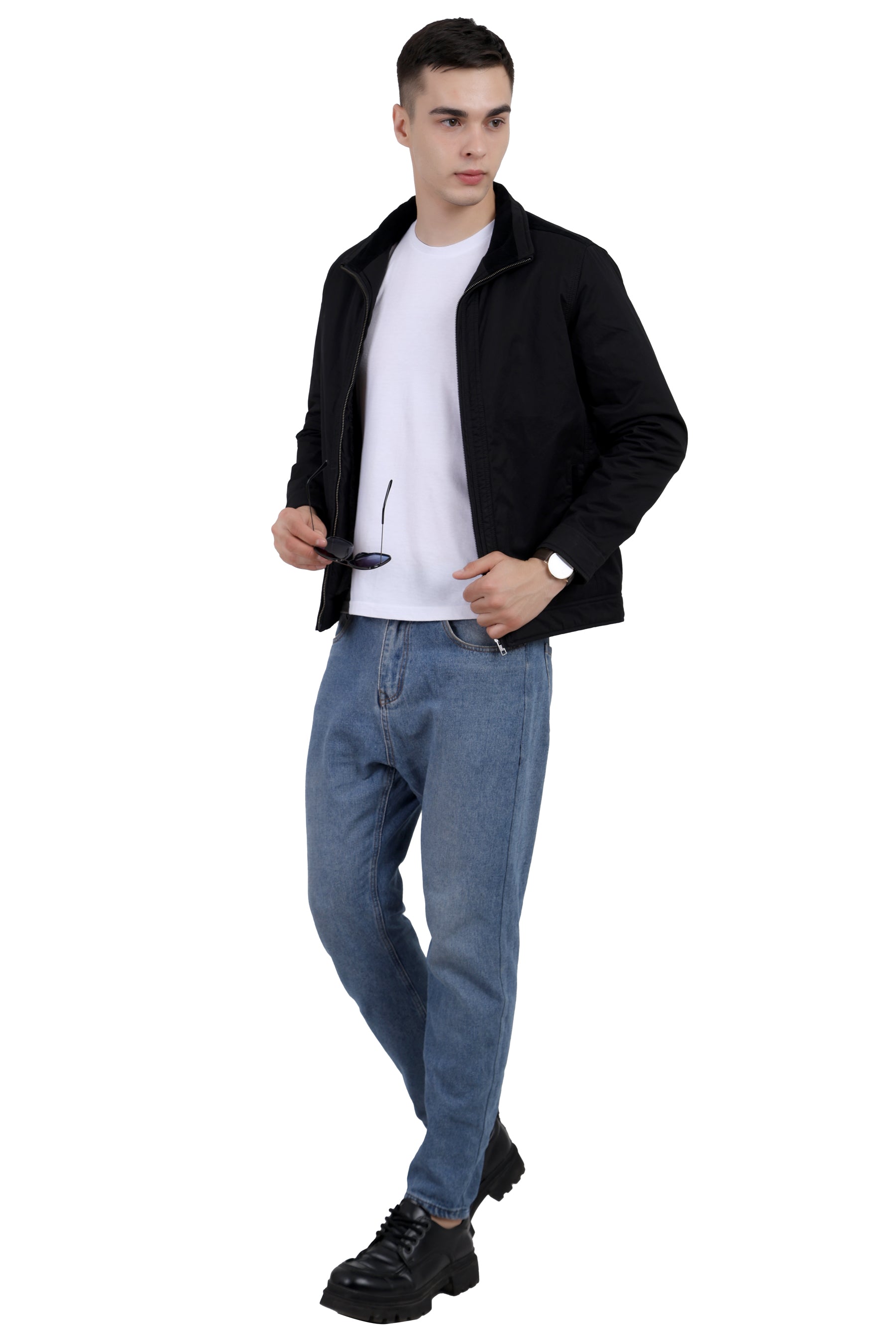Men's Washed Cotton Jacket with Sherpa Lining