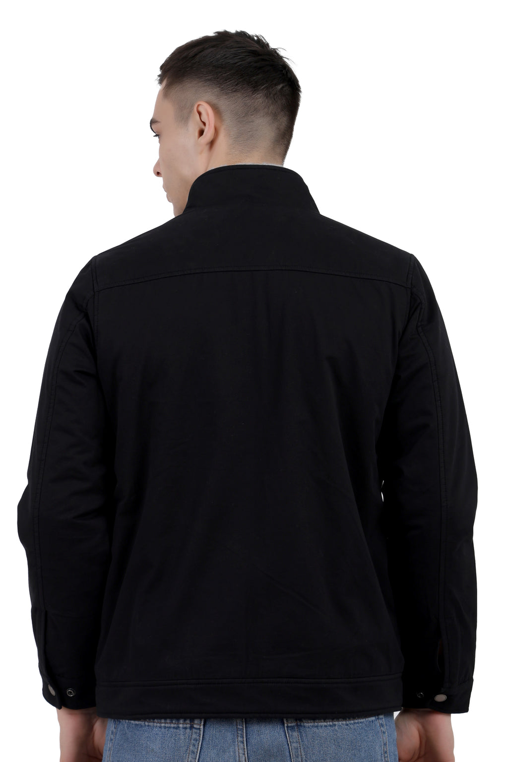 Men's Washed Peached Cotton Jacket with Sherpa Lining