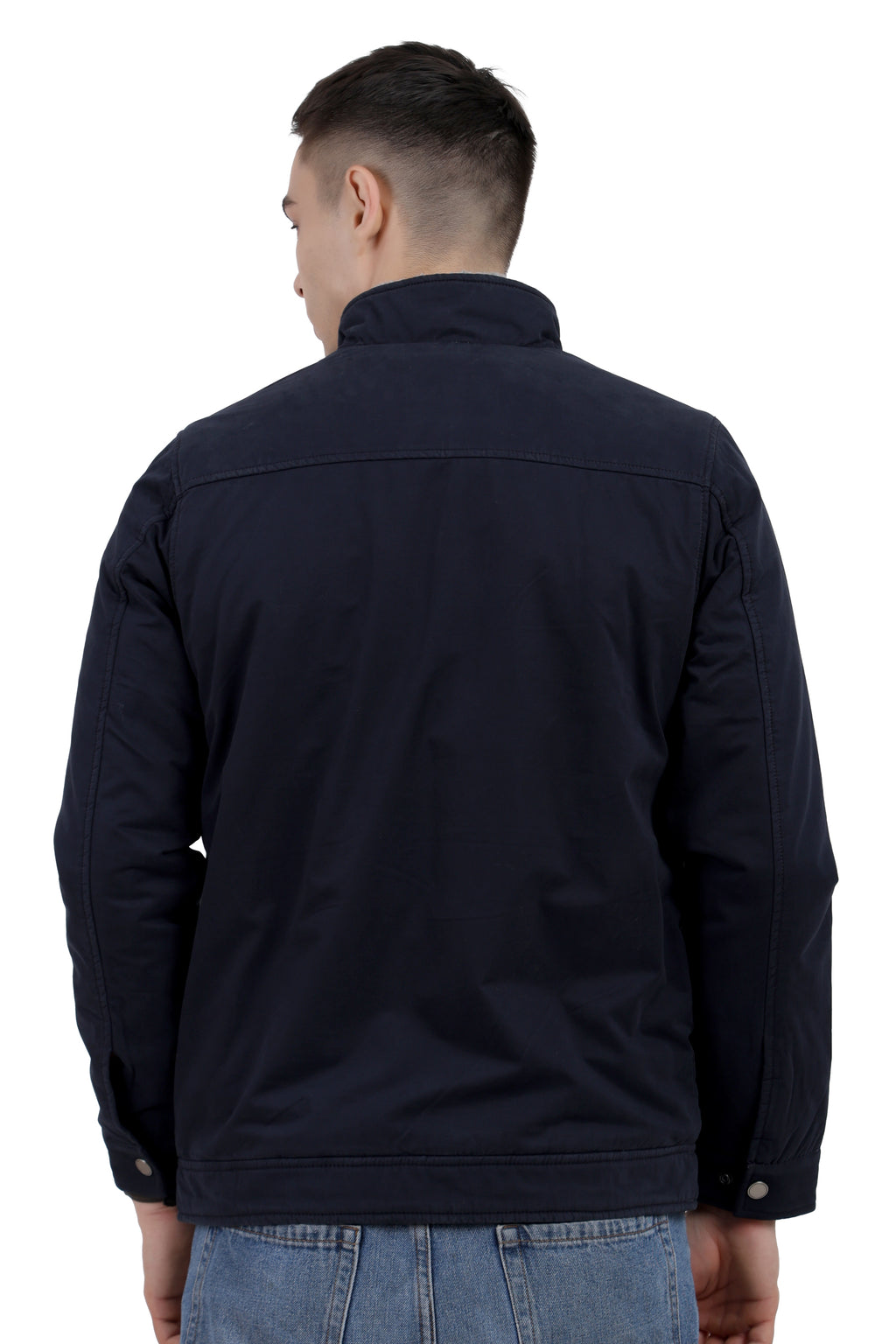 Men's Washed Peached Cotton Jacket with Sherpa Lining