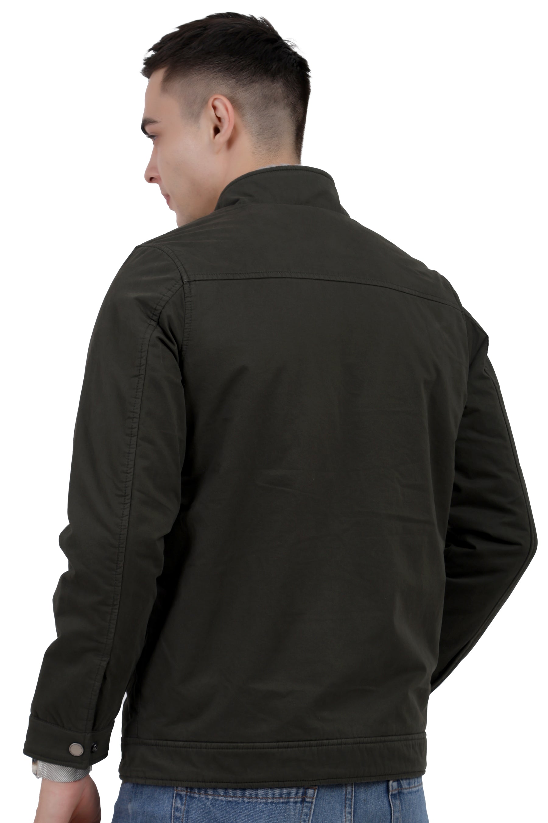 Men's Washed Peached Cotton Jacket with Sherpa Lining