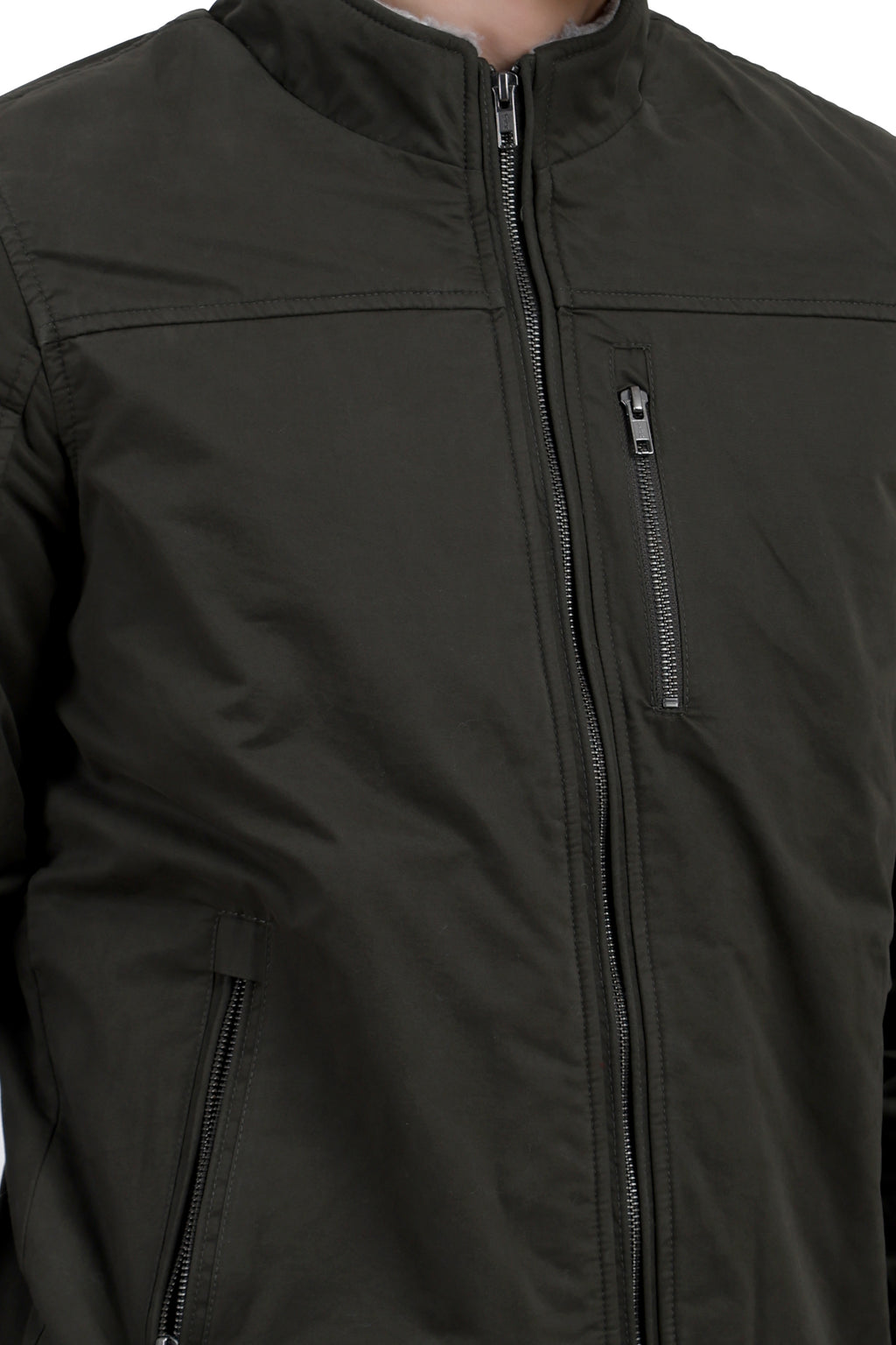 Men's Washed Peached Cotton Jacket with Sherpa Lining