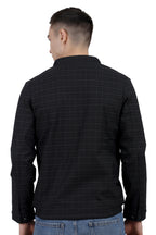 Men's Washed Cotton Check Jacket with Polar Fleece Lining