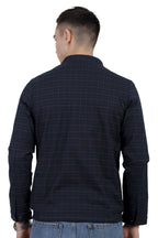 Men's Washed Cotton Check Jacket with Polar Fleece Lining