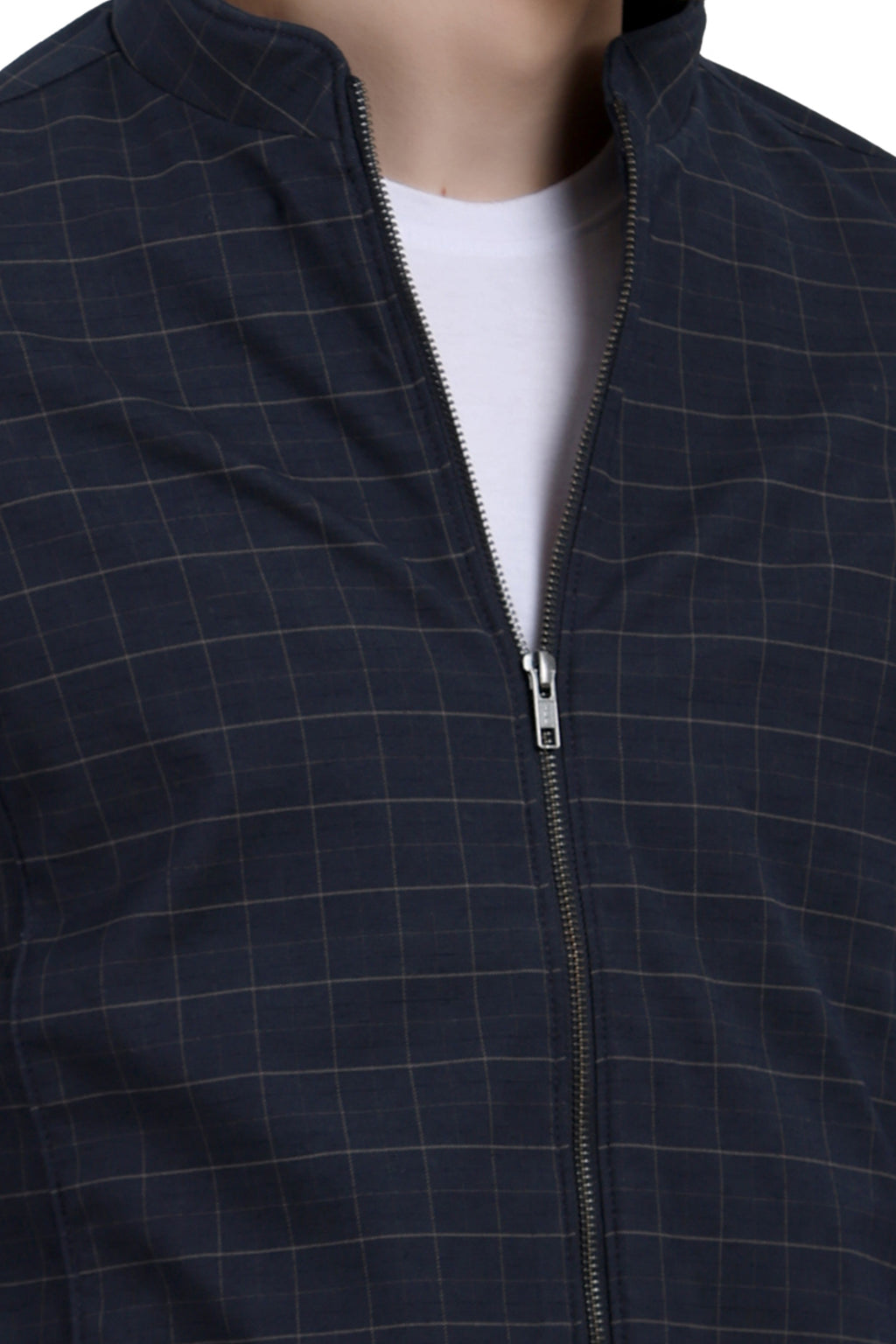 Men's Washed Cotton Check Jacket with Polar Fleece Lining