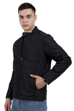 Quilted Biker Jacket in Poly Dobby Fabric