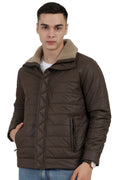 Men's Puffer Jacket in Textured Skin PU Fabric
