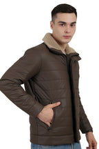 Men's Puffer Jacket in Textured Skin PU Fabric