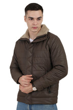 Men's Puffer Jacket in Textured Skin PU Fabric