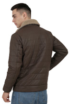 Men's Puffer Jacket in Textured Skin PU Fabric