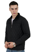 Quilted Memory Jacket With Corduroy Collar