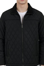 Quilted Memory Jacket With Corduroy Collar