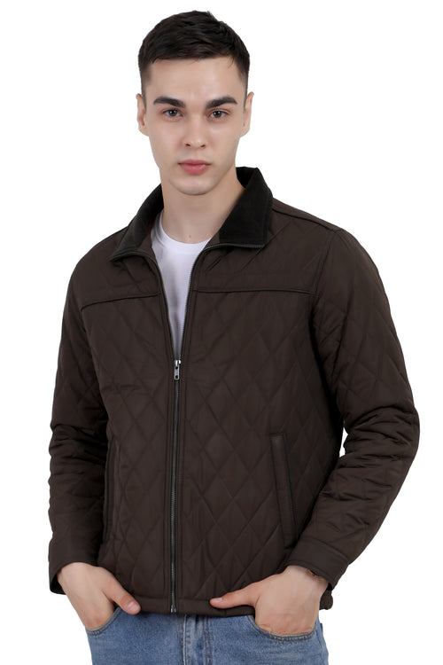 Quilted Memory Jacket With Corduroy Collar