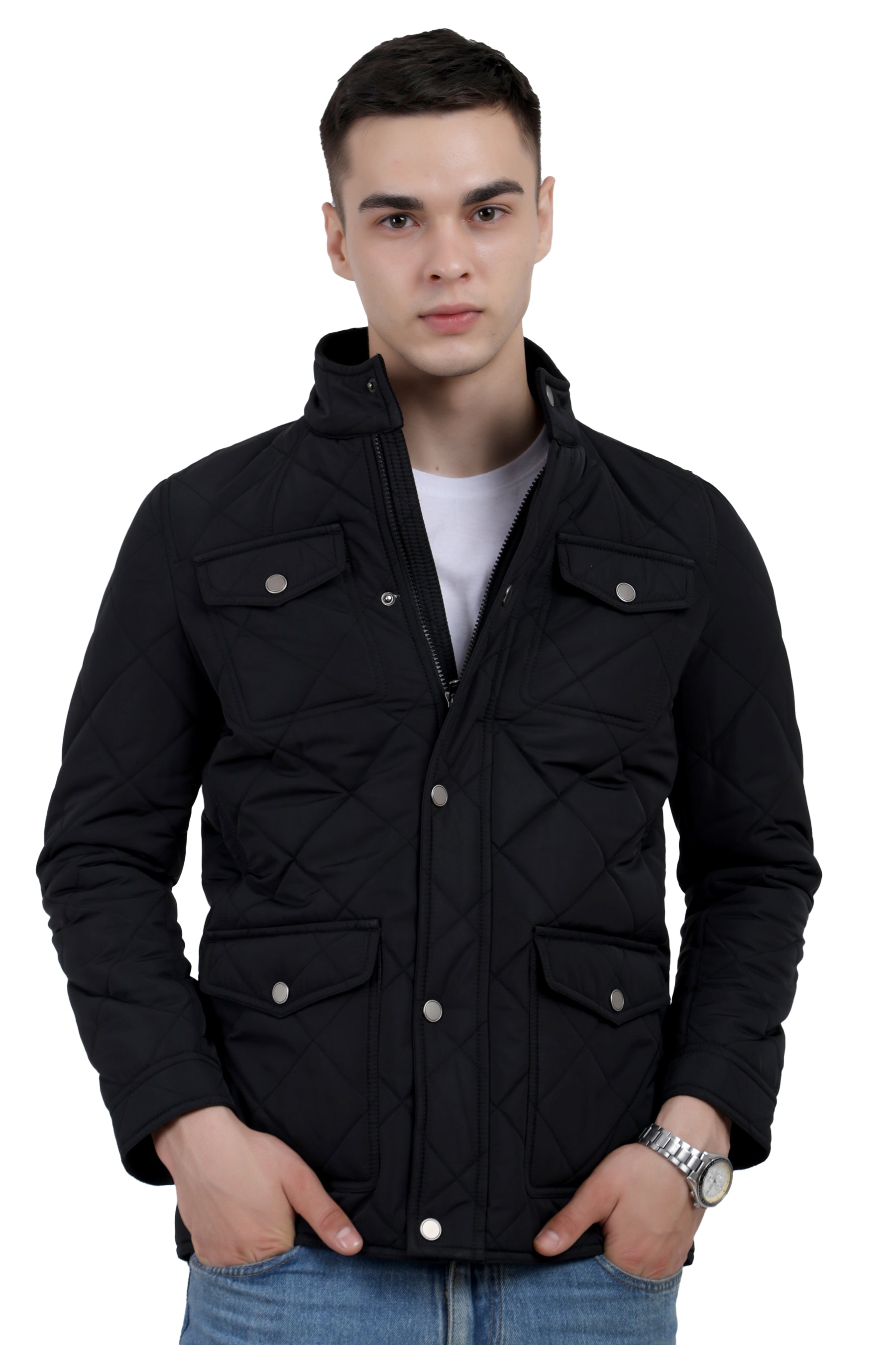 Quilted Chester Jacket With 4 Pockets in Memory Fabric
