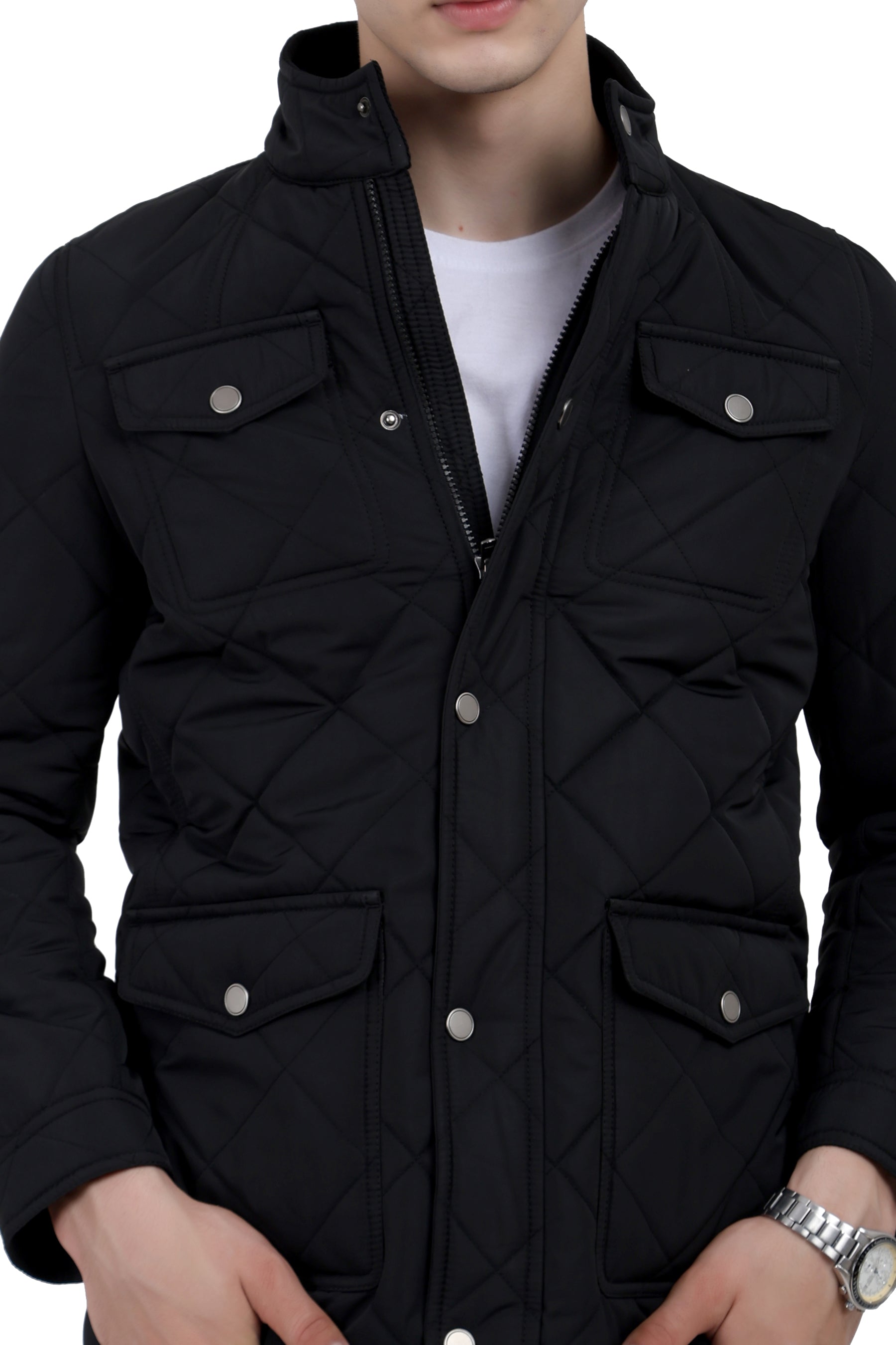 Quilted Chester Jacket With 4 Pockets in Memory Fabric
