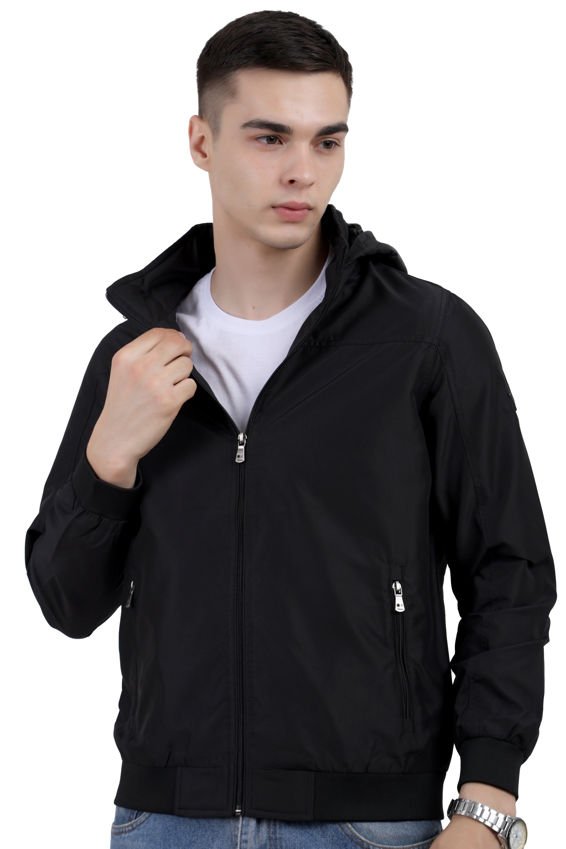 Men's Lightweight Jacket in Poly-Twill Fabric