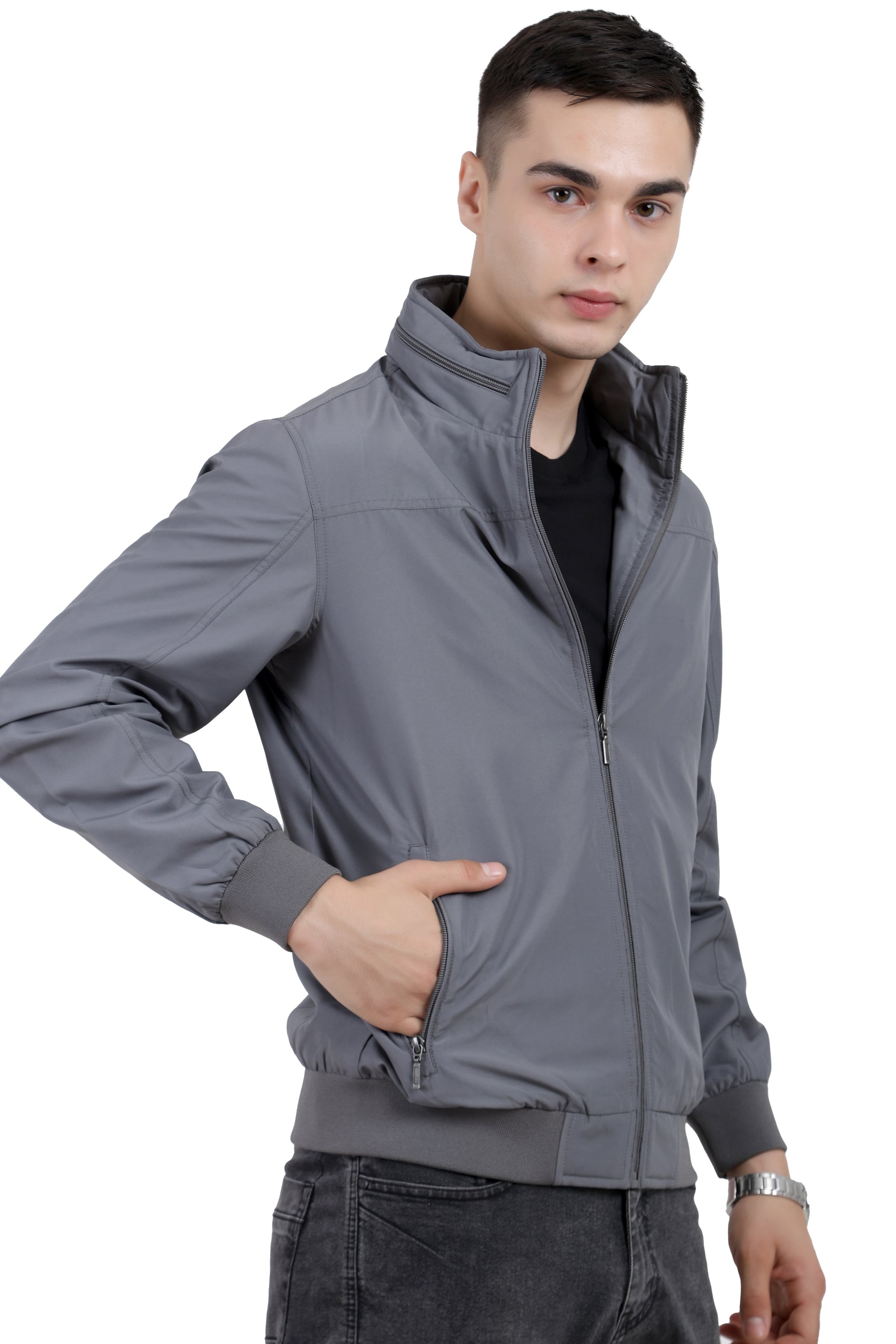 Men's Lightweight Jacket in Poly-Twill Fabric